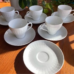 5 Sets- Lorenz Hutschenreuther White Lucina Demitasse Cup & Saucer China Germany